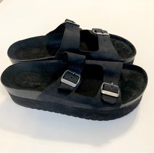 Jeffrey Campbell black platform mules